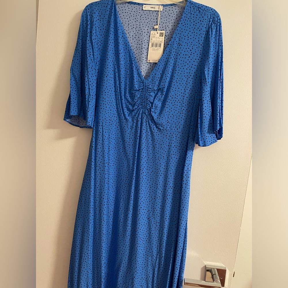 Mango long dress with flutter sleeves